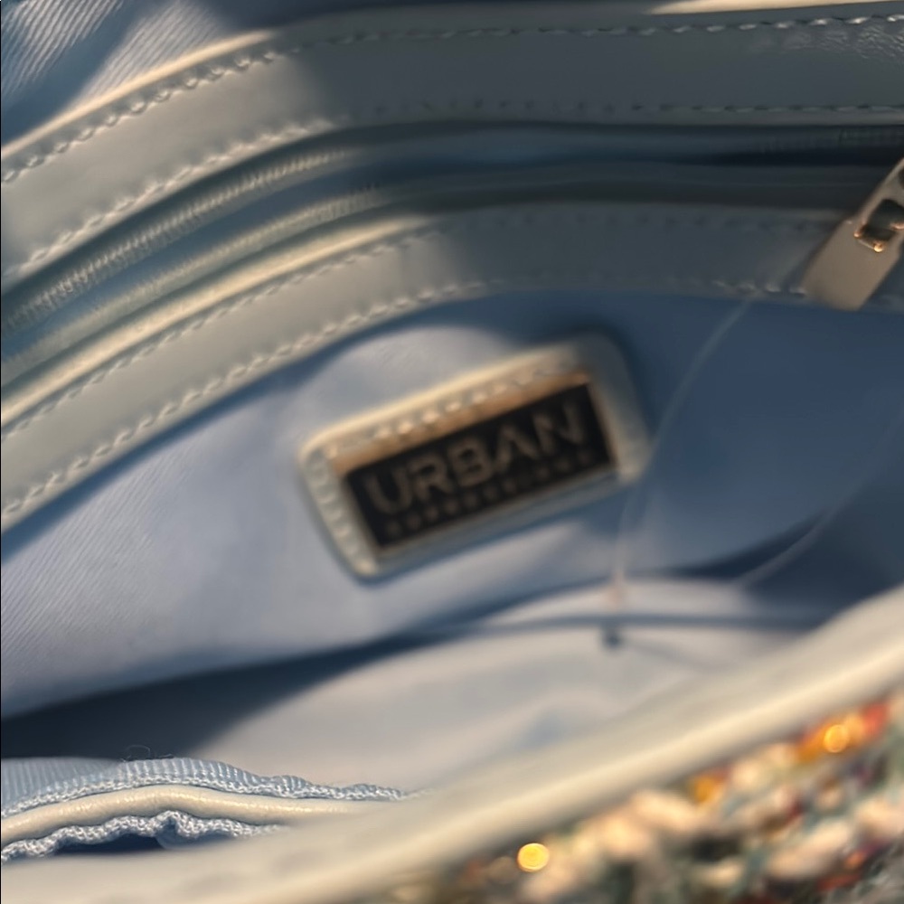 Urban Expressions Blue and Gold Tweed Shoulder Bag- Chanel Inspo - Picture 2 of 7